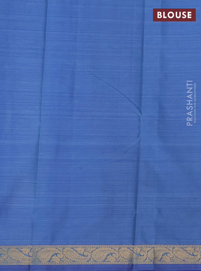 Bangalori semi silk saree light blue and blue with allover ikat weaves and zari woven border