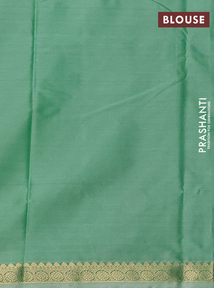 Bangalori semi silk saree teal green and light green shade with allover ikat butta weaves and zari woven border