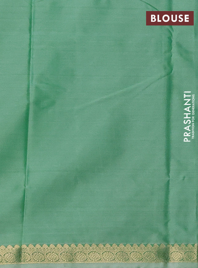 Bangalori semi silk saree teal green and light green shade with allover ikat butta weaves and zari woven border