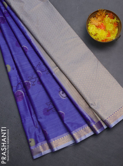 Bangalori semi silk saree dual shade of violet with allover ikat butta weaves and zari woven border
