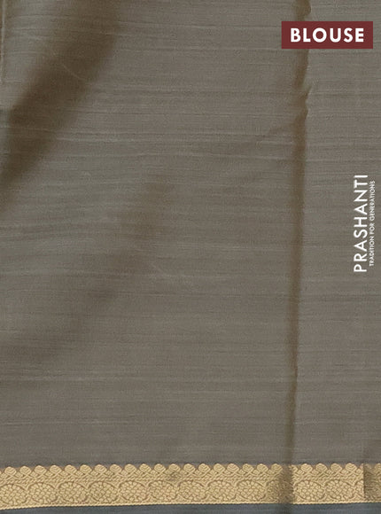 Bangalori semi silk saree beige and grey with allover ikat butta weaves and zari woven border