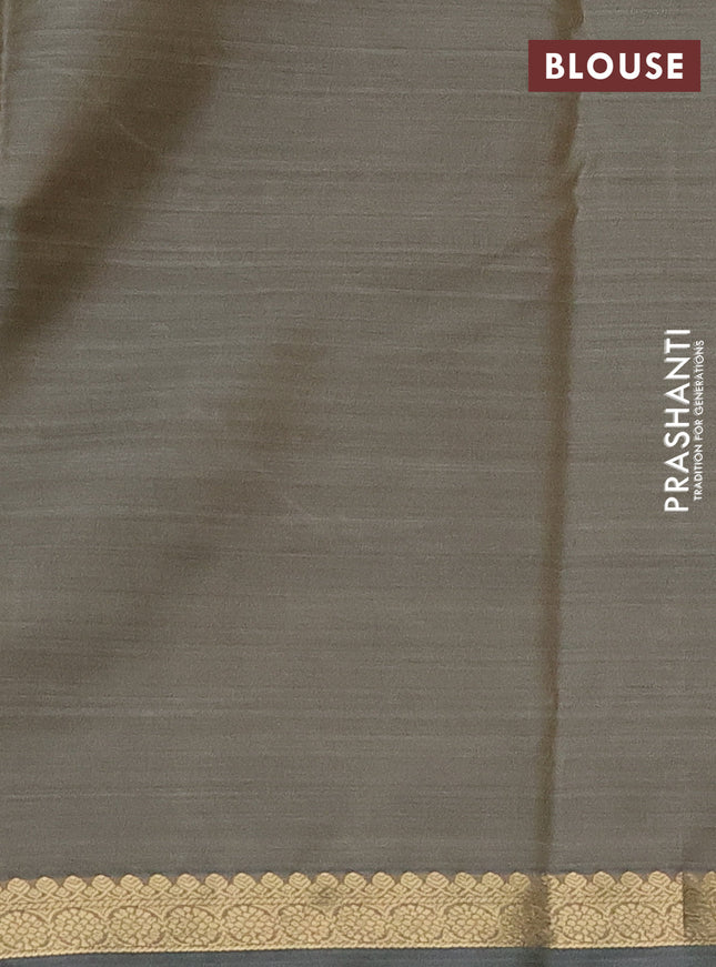 Bangalori semi silk saree beige and grey with allover ikat butta weaves and zari woven border