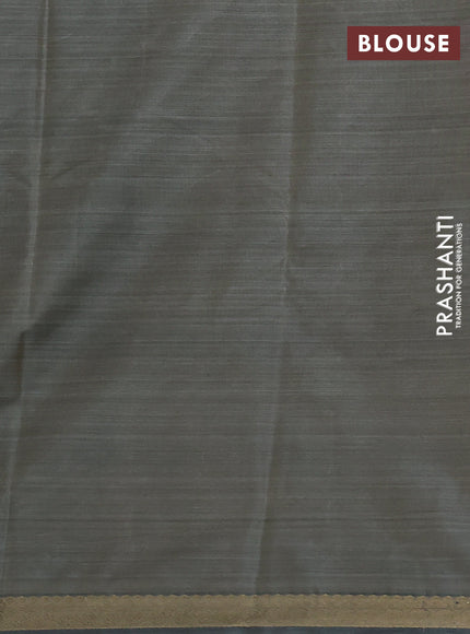 Bangalori semi silk saree cream and greyish green with allover ikat butta weaves and zari woven border