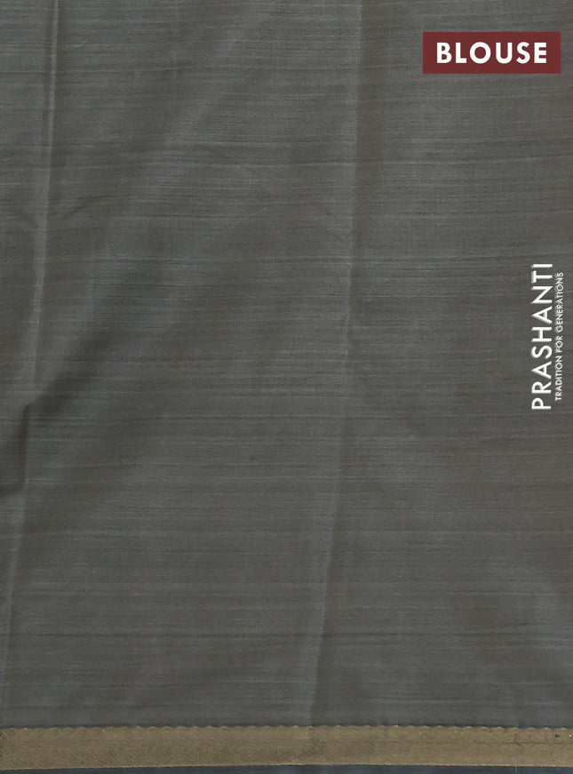 Bangalori semi silk saree cream and greyish green with allover ikat butta weaves and zari woven border