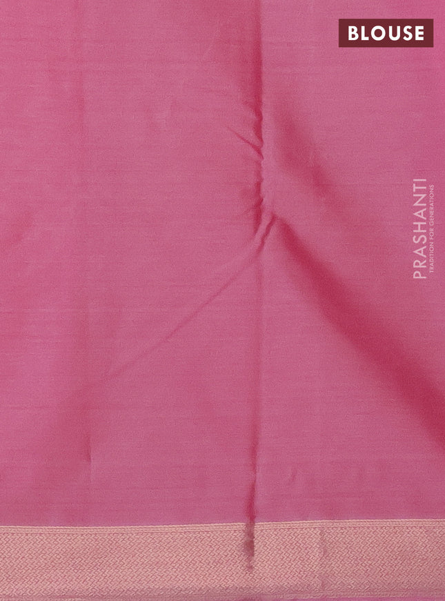 Bangalori semi silk saree multi colour and light pink with allover ikat weaves and zari woven border