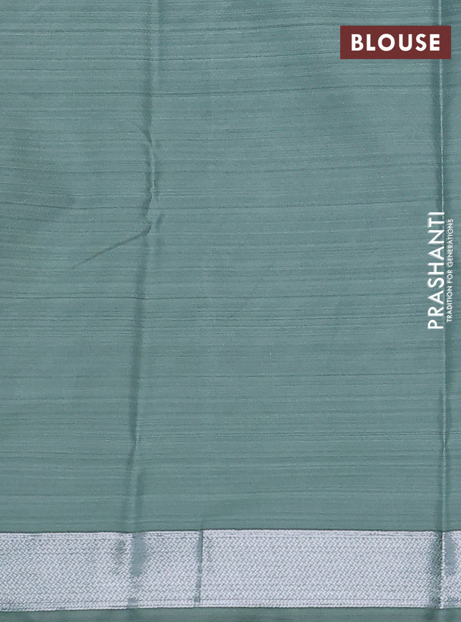 Bangalori semi silk saree pastel green with allover ikat weaves and zari woven border