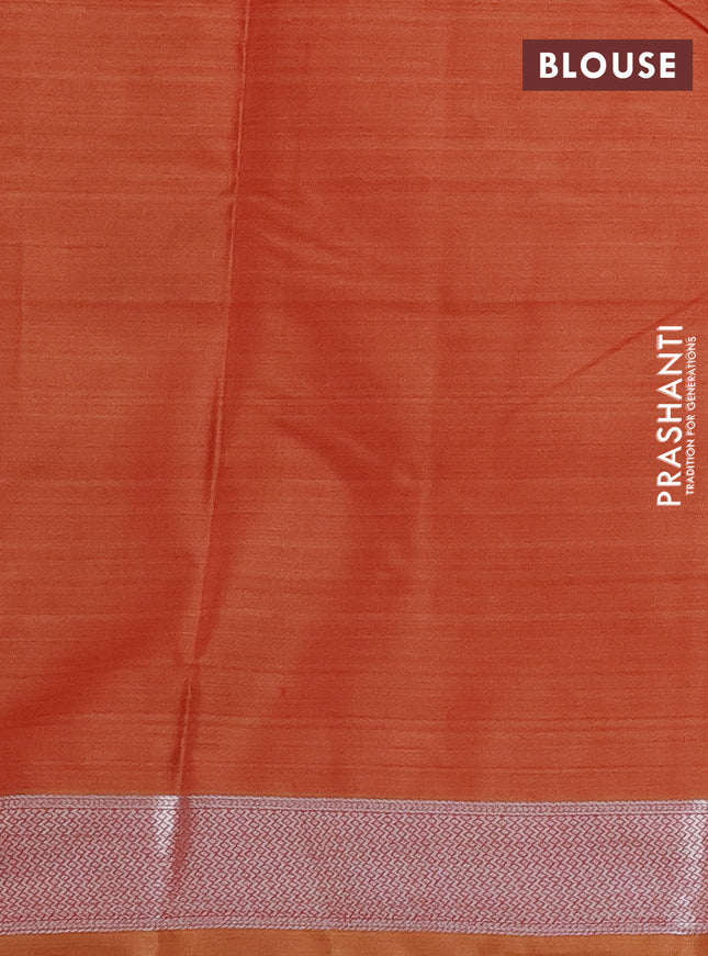 Bangalori semi silk saree orange with allover ikat weaves and zari woven border
