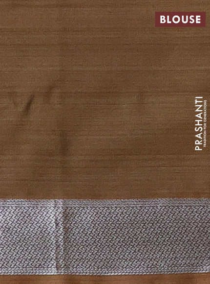 Bangalori semi silk saree dark mustard and violet with allover ikat weaves and zari woven border