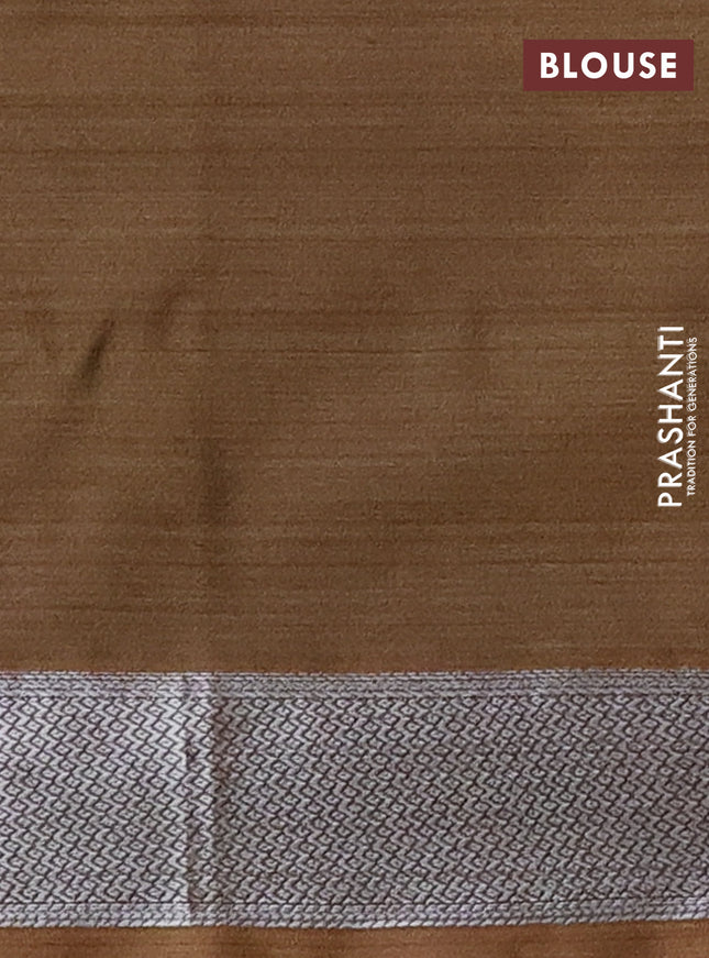 Bangalori semi silk saree dark mustard and violet with allover ikat weaves and zari woven border