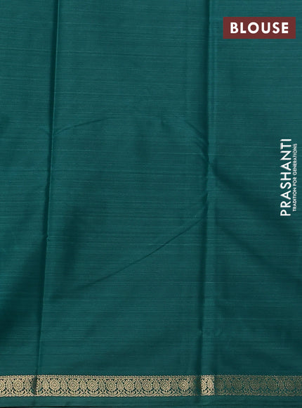 Bangalori semi silk saree teal green with allover ikat weaves and zari woven border