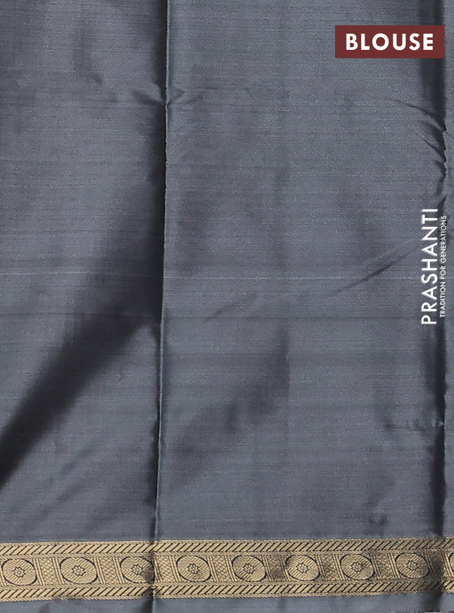 Bangalori semi silk saree grey with allover floral ikat weaves and zari woven border