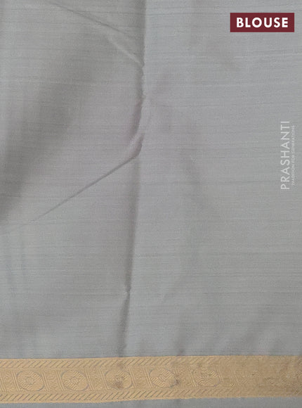 Bangalori semi silk saree pastel grey with allover floral ikat weaves and zari woven border