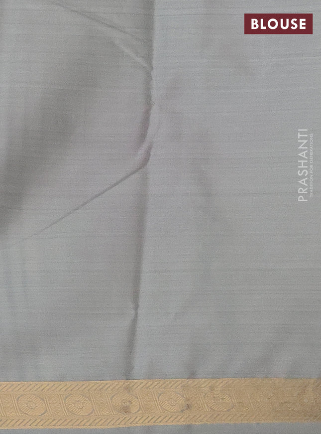 Bangalori semi silk saree pastel grey with allover floral ikat weaves and zari woven border