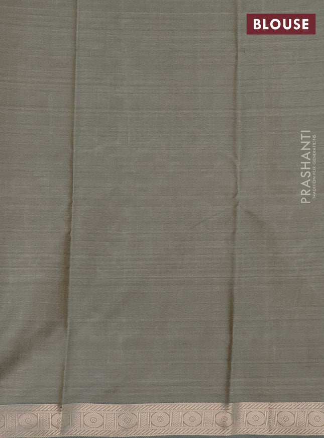 Bangalori semi silk saree grey with allover floral ikat weaves and zari woven border