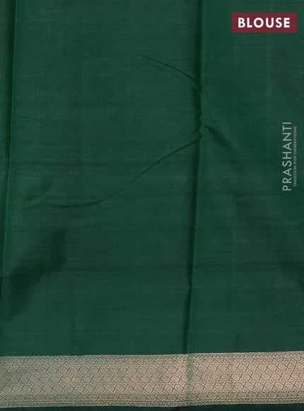 Bangalori semi silk saree green and dark green with allover elephant ikat butta weaves and zari woven border