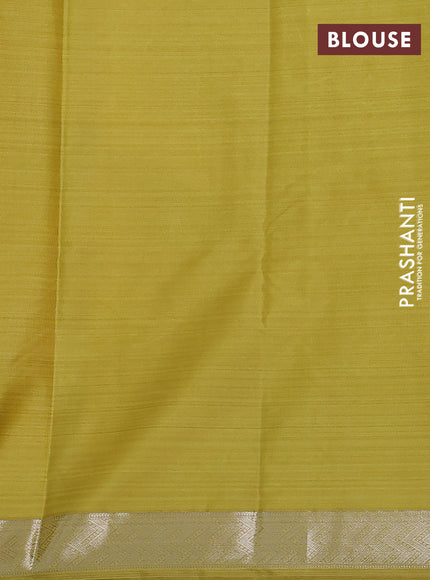Bangalori semi silk saree lime yellow with allover ikat weaves and zari woven border