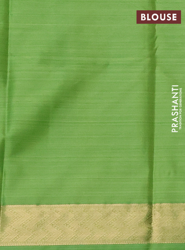 Bangalori semi silk saree lime green and light green with allover ikat weaves and zari woven border