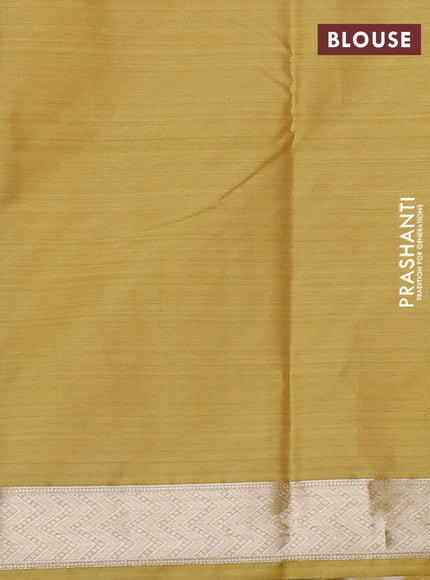 Bangalori semi silk saree cream and mustard yellow with allover ikat weaves and zari woven border