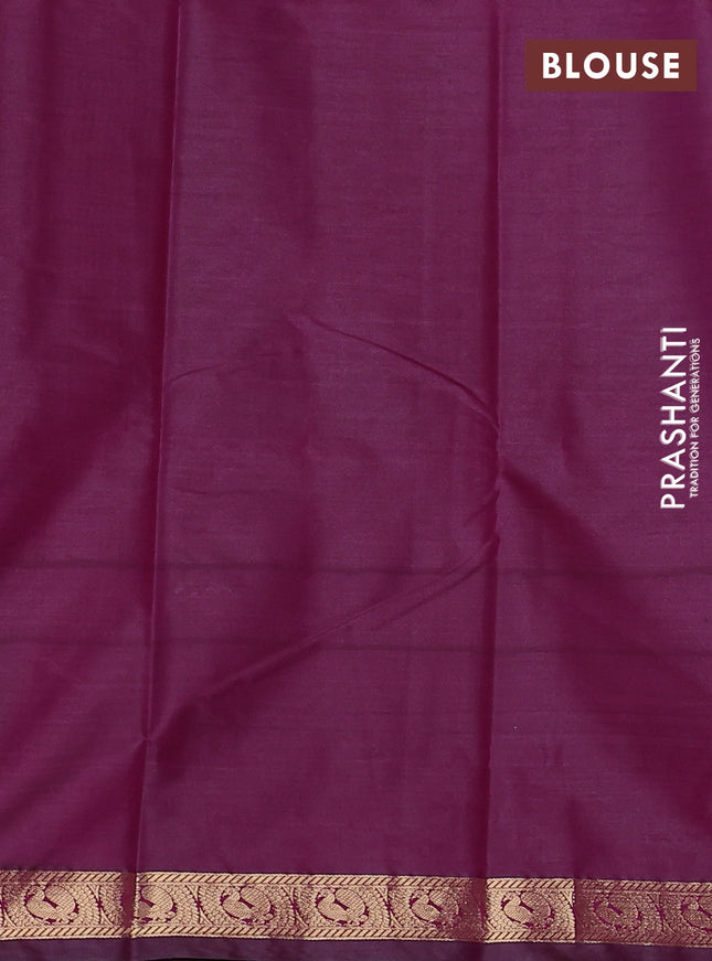 Bangalori semi silk saree dual shade of pinkish yellow and dark magenta pink with allover ikat butta weaves and zari woven border