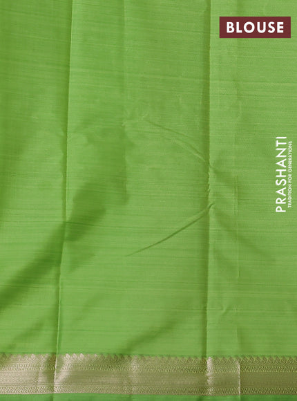 Bangalori semi silk saree fluorescent green with allover elephant butta ikat weaves and zari woven border