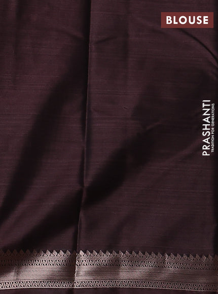 Bangalori semi silk saree coffee brown and dark mustard with allover elephant butta ikat weaves and zari woven border