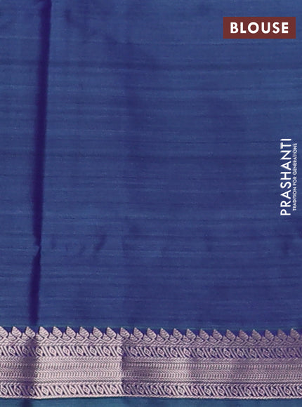 Bangalori semi silk saree purple and teal green with allover elephant butta ikat weaves and zari woven border