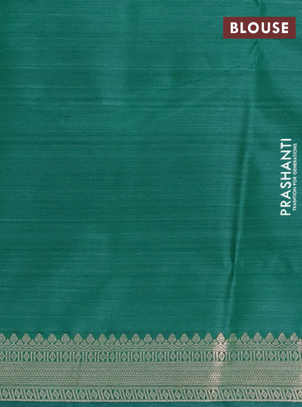 Bangalori semi silk saree teal green with allover elephant butta ikat weaves and zari woven border