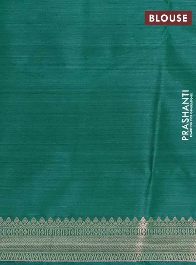 Bangalori semi silk saree teal green with allover elephant butta ikat weaves and zari woven border
