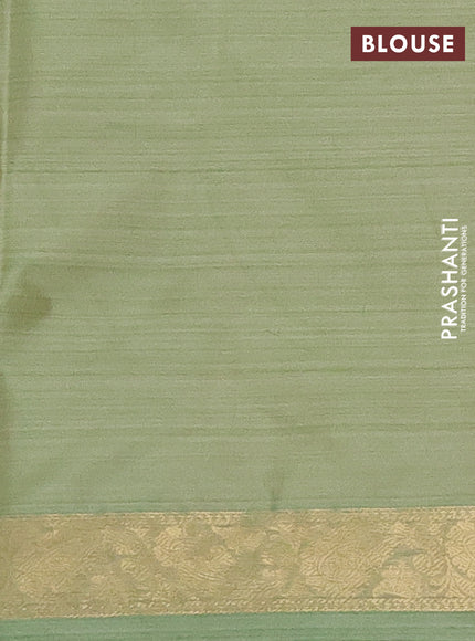 Bangalori semi silk saree sandal and green with allover ikat weaves and zari woven border