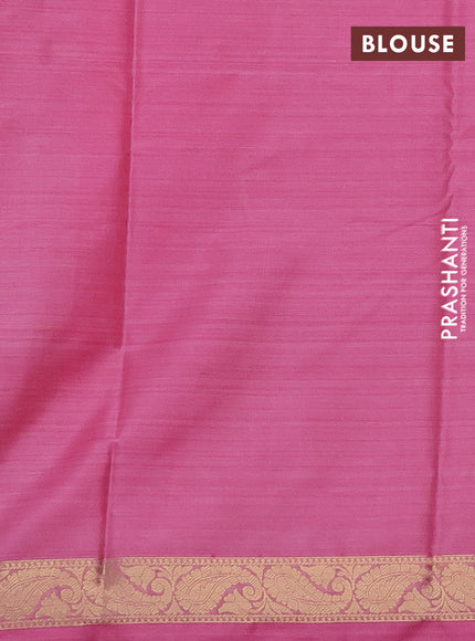 Bangalori semi silk saree light green and pink with allover ikat weaves and zari woven border