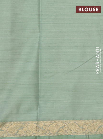 Bangalori semi silk saree cream and pastel green with allover ikat weaves and zari woven border