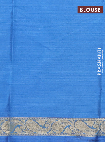Bangalori semi silk saree teal blue and blue with allover ikat weaves and zari woven border