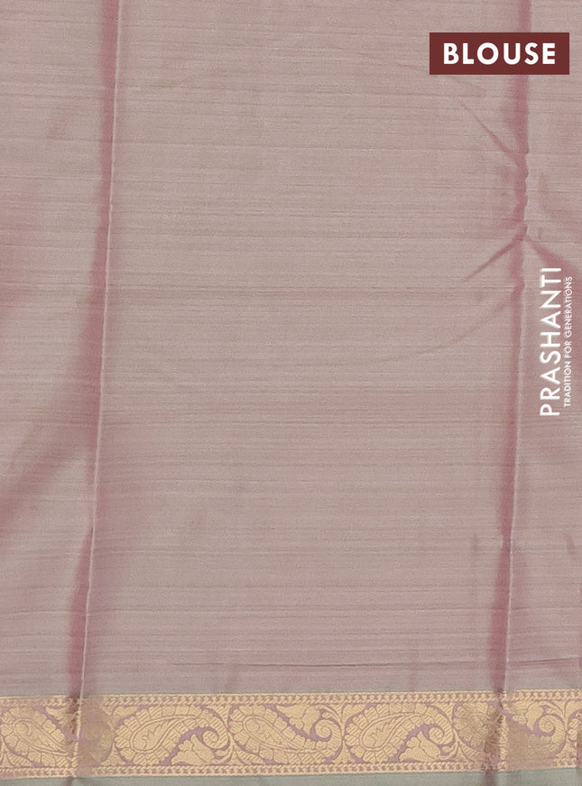 Bangalori semi silk saree peach pink shade and green with allover ikat weaves and zari woven border
