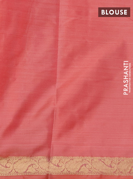 Bangalori semi silk saree mild peach pink and orange with allover ikat weaves and zari woven border