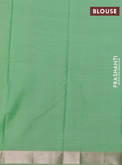 Bangalori semi silk saree light green with allover ikat weaves and zari woven border