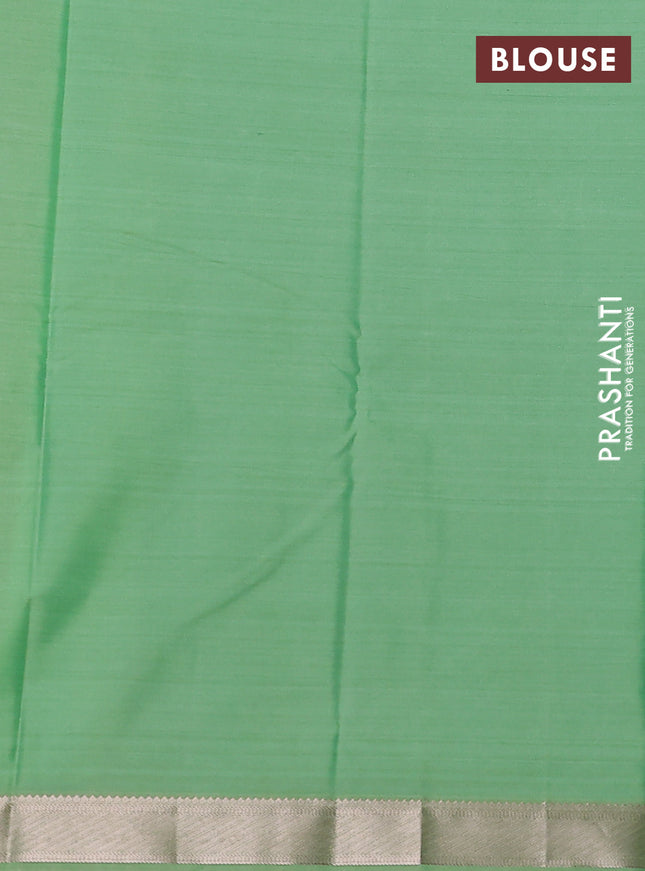 Bangalori semi silk saree light green with allover ikat weaves and zari woven border