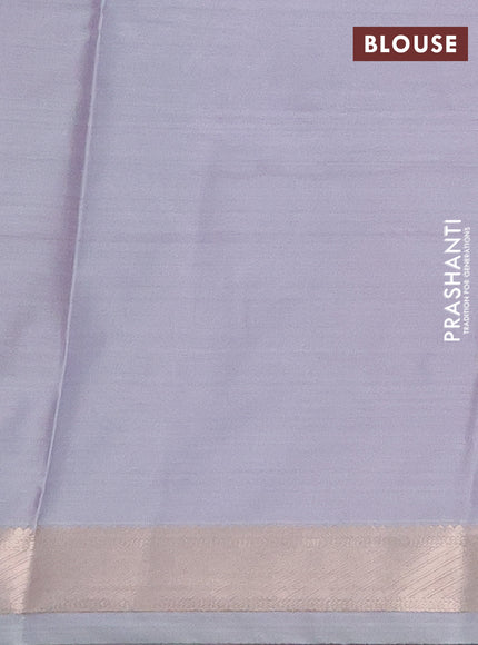 Bangalori semi silk saree pastel blue and pastel grey with allover ikat weaves and zari woven border