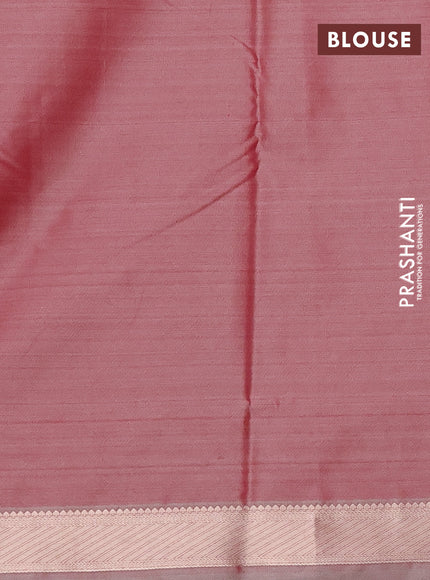 Bangalori semi silk saree pink and dual shade of beige with allover ikat weaves and zari woven border