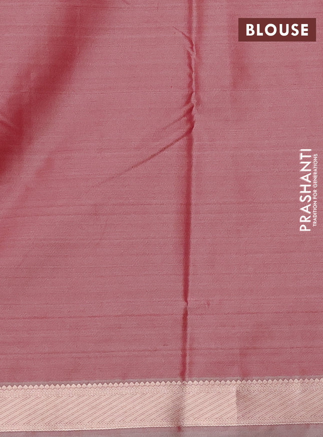 Bangalori semi silk saree pink and dual shade of beige with allover ikat weaves and zari woven border