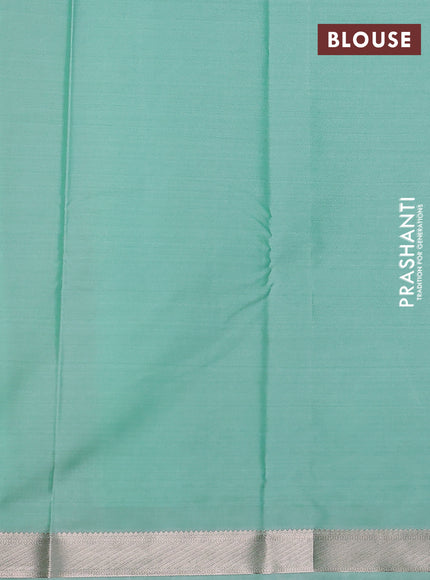 Bangalori semi silk saree teal green with allover ikat weaves and zari woven border