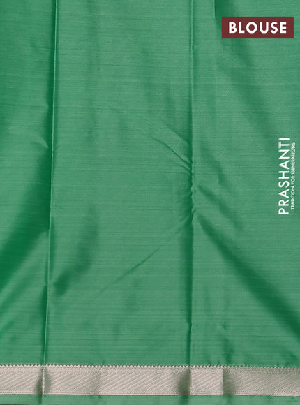 Bangalori semi silk saree green with allover ikat weaves and zari woven border