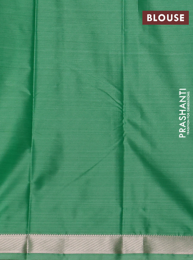 Bangalori semi silk saree green with allover ikat weaves and zari woven border