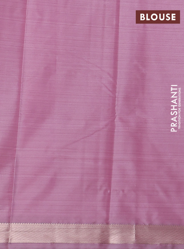 Bangalori semi silk saree lavender shade and pastel pink with allover ikat weaves and zari woven border