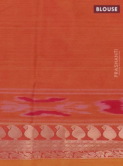 Bangalori semi silk saree maroon pink and dual shade of yellow with allover ikat weaves and zari woven border