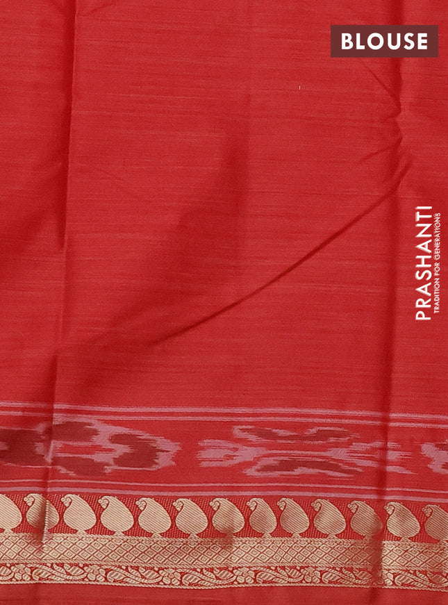 Bangalori semi silk saree red shade and red with allover ikat weaves and zari woven border