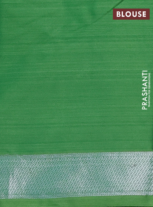 Bangalori semi silk saree green with allover ikat weaves and zari woven border