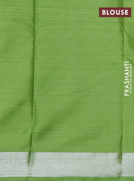 Bangalori semi silk saree light green with allover ikat weaves and zari woven border