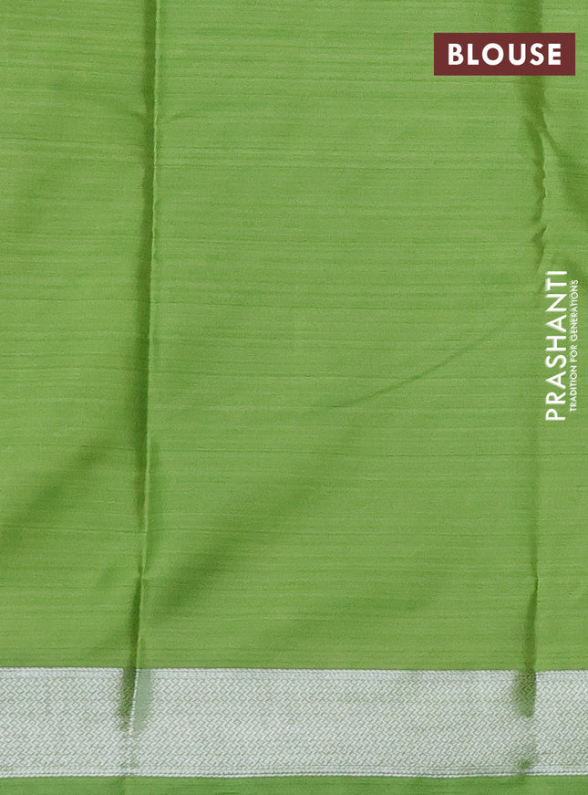 Bangalori semi silk saree light green with allover ikat weaves and zari woven border