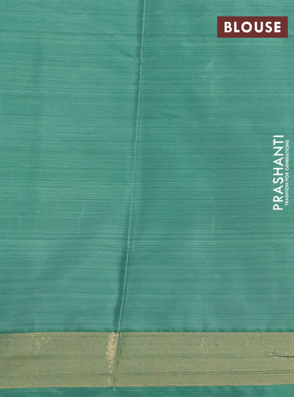 Bangalori semi silk saree teal green shade and green with allover elephant butta ikat weaves and zari woven border