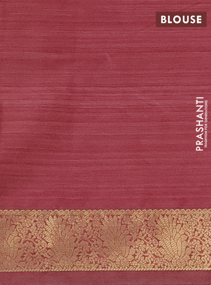 Bangalori semi silk saree sandal pink and maroon with allover elephant butta ikat weaves and zari woven border